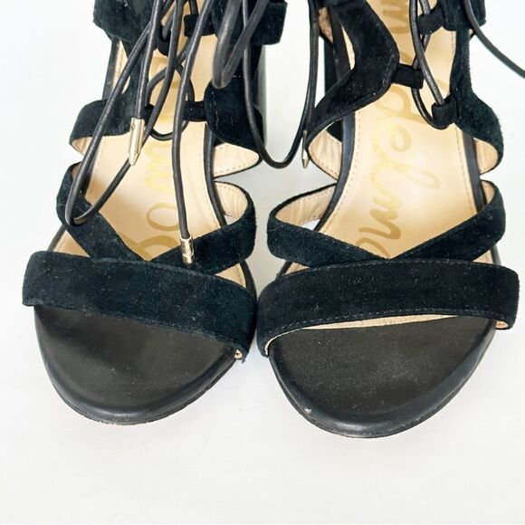 Sam Edelman Sandal Lace Up Caged Heels Black Yardley Size 7 - Picture 4 of 6